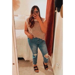 Vintage • TankTop • Stripes • Pink • Yellow • Plus